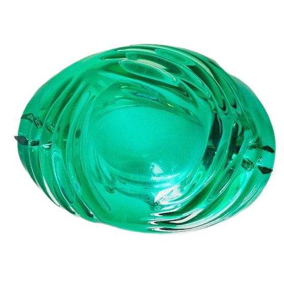 Image 1 of Bol en verre de Murano vert en forme de cœur, style vintage années 1960