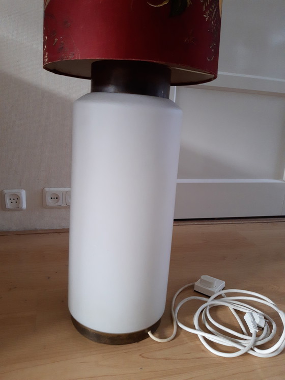 Image 1 of Doria floor lamp with original floral shade from the sixties