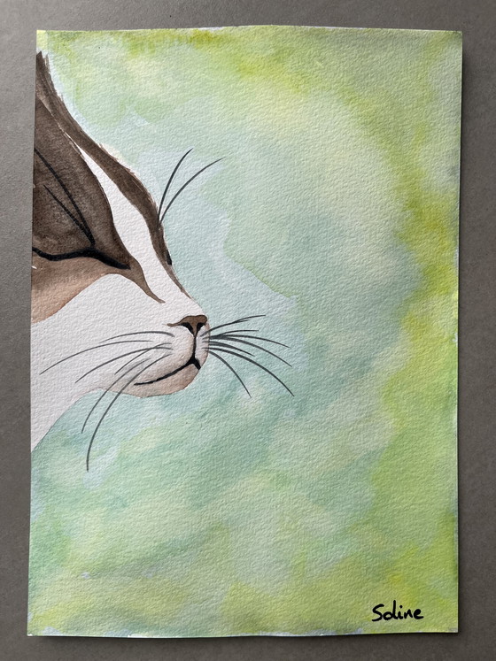 Image 1 of Gato en acuarela, 21x15 cm