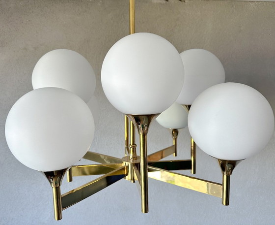 Vintage Boulanger Hanglamp – Hanglampen, Glass, Brass (photo 6 of 13)