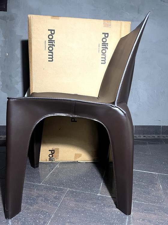 Image 1 of 6 sillas de café Poliform BB de cuero de 19" nuevas y originales en caja