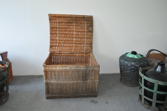 Grand Panier Vintage avec Couvercle, années 1940 – Objets déco (photo 2 of 5)