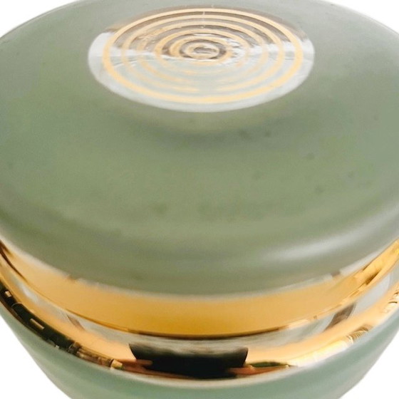 Image 1 of Art Deco joyero de vidrio verde menta oro 1950s