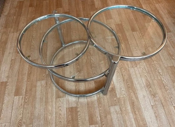 Image 1 of Table basse vintage style Space Age – Double pivotante – Design années 70