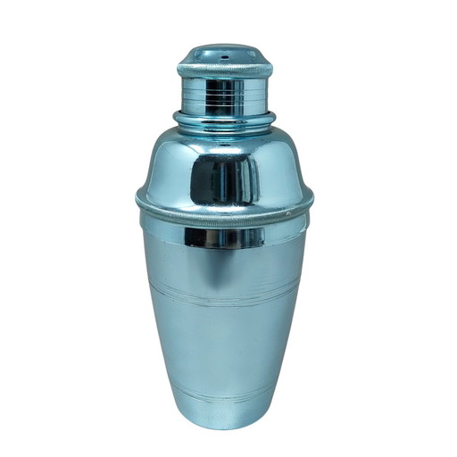 1960s Gorgeous Light Blue Cocktail Shaker by Lumium in Pure Aluminum. Fabriqué en Angleterre