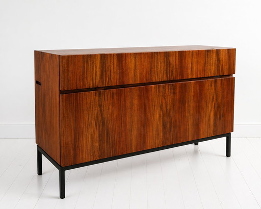 buffet vintage en palissandre avec tourne-disque intégré