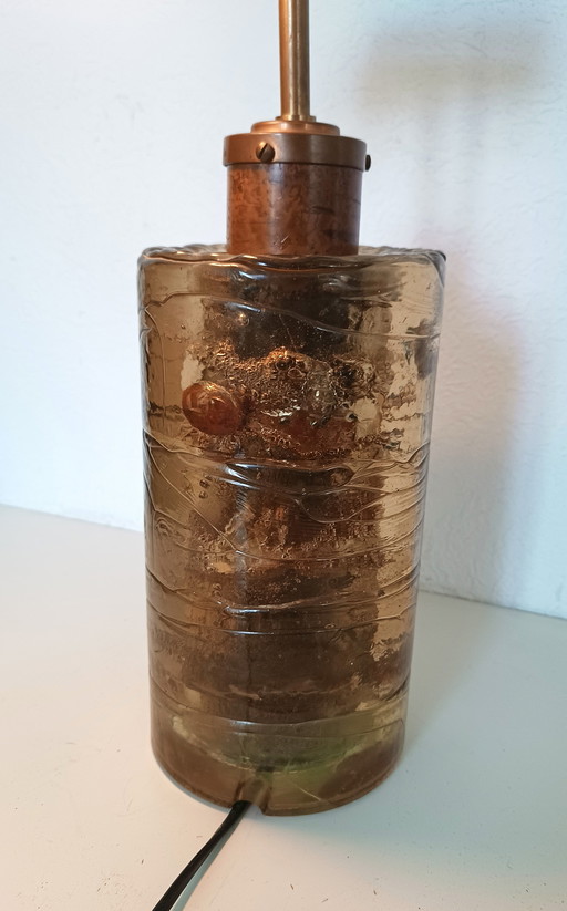 Grande lampe de table en verre des années 60