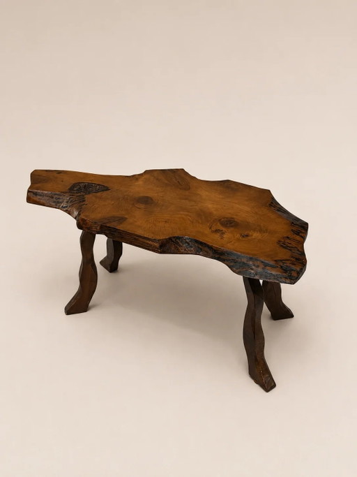 Vintage brutalistische salontafel van boomstam