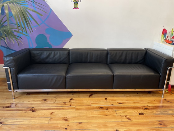 Image 1 of Canapé LC3 Cassina – Cuir Noir – Le Corbusier / Perriand – 3 Places
