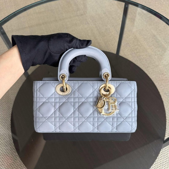 Image 1 of DIOR LADY D-JOY SMALL - CANNAGE LAMBSKIN GRAY GOLD HARDWARE