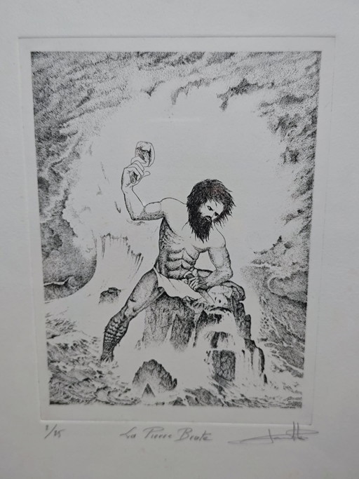 Mythe van Oannes, lithografie De ruwe steen