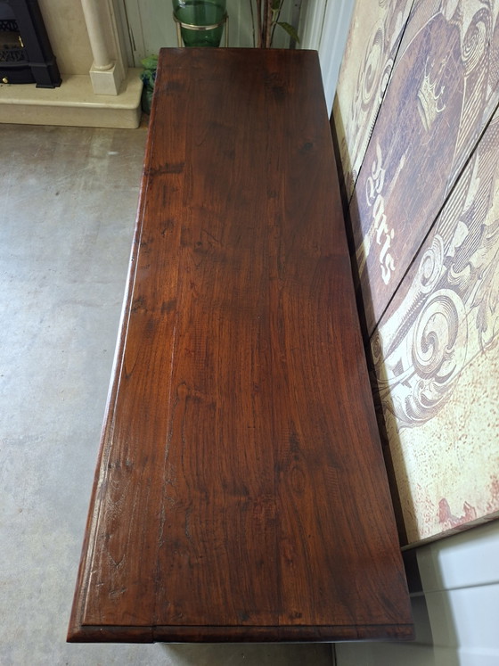 Sideboard aus Teakholz, Wandschrank. Konsolenmaße: 145 x 47 cm und 89 cm hoch. – Wood (photo 6 of 6)