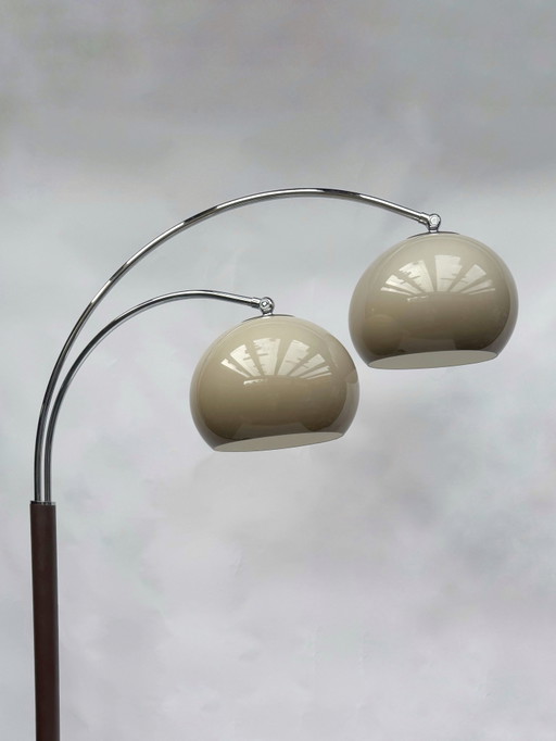 Lampada da terra vintage Dijkstra a doppio arco a forma di fungo – Anni '70, era spaziale – Dijkstra Lampen, vloerlampen