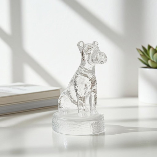 Vintage Cristal D'Arques dog Terrier figurine 1980s designed by J. G. Durand