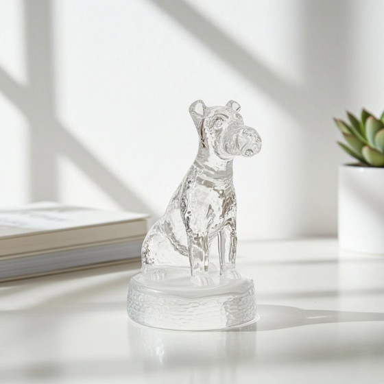 Image 1 of Vintage Cristal D'Arques dog Terrier figurine 1980s designed by J. G. Durand
