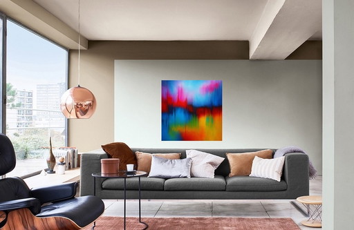 Giclee Abstract Colors / Canvas Frame / Decoration (80 x 80 cm)