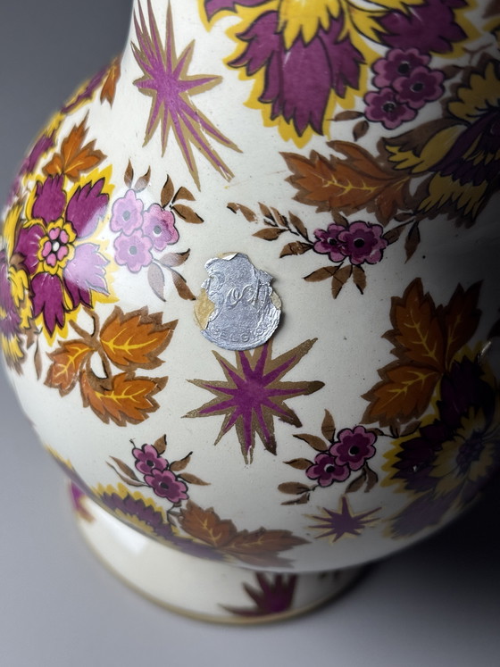 Image 1 of Boch Frères La Louvière Keralux Faience Pitcher by Raymond Chevalier, Belgian Art Deco, 1930s
