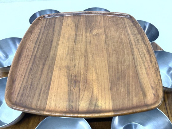 Image 1 of Double-decker turntable made of teak and stainless steel from Digsmed 60s Danish Design