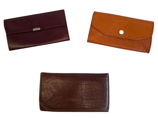Lot de 3 portefeuilles vintage années 70 - Cuir véritable