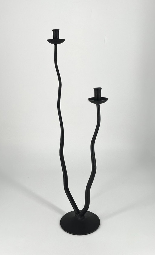 Candelabro scultoreo vintage in stile postmoderno/Memphis – "Wavy Design", anni '80
