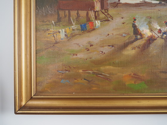 Image 1 of Peinture "The Riverside Camp", design scandinave, 19e siècle, par Vilhelm Oskar Engström