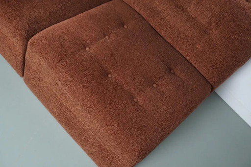 Vintage brown bouclé modular sofa, 1970s, 5 elements