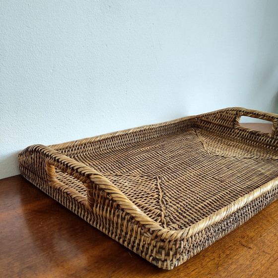 Image 1 of Wunderschönes handgefertigtes Tablett aus burmesischem Weidengeflecht