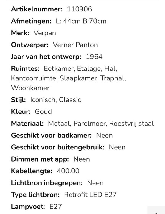 Image 1 of Verpan hanglamp messing