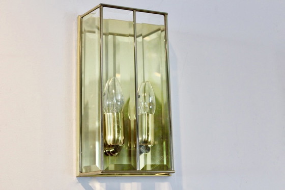 Pair of French Brass & Facet Glass Sconces, Wall lights (photo 8 of 9)
