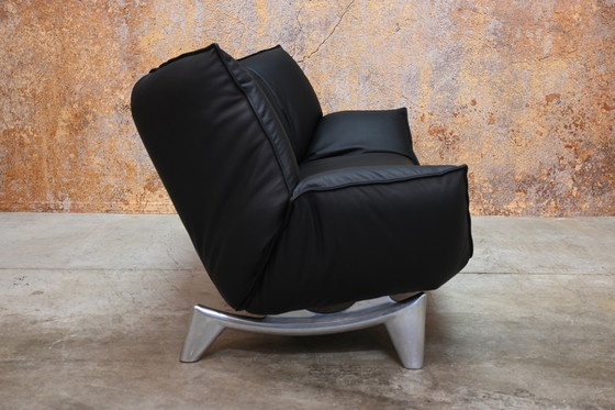 Image 1 of Refurbished black leather Leolux Tango designer sofa