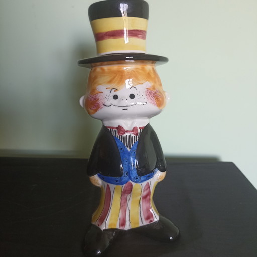 Tirelire cochon vintage italienne en céramique « Gentleman » (années 60/70) – État neuf ! – decoratieve objecten, Ceramic