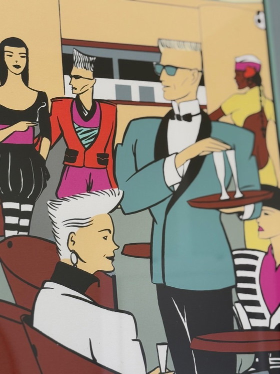 Image 1 of Serigrafia incorniciata "Café Costes", di Patrick Boussignac, stampata da Michel Caza, 1990