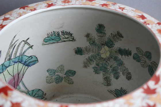 Image 1 of Vaso da fiori in porcellana cinese, colori policromi, antico, grande