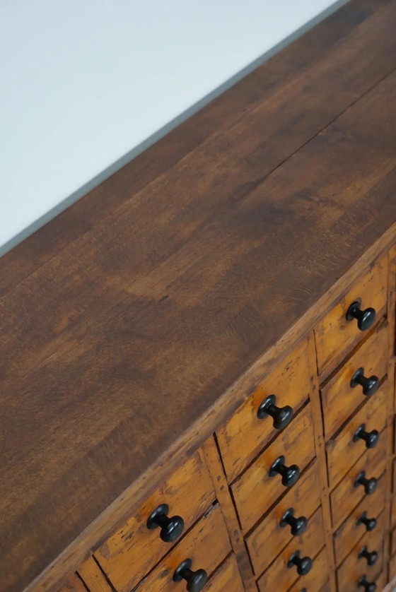 Image 1 of Armario de boticario/taller industrial holandés de pino, circa 1930