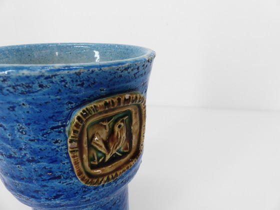 Image 1 of Vase mug en céramique Rimini Blu par Aldo Londi pour Bitossi Italie 1970