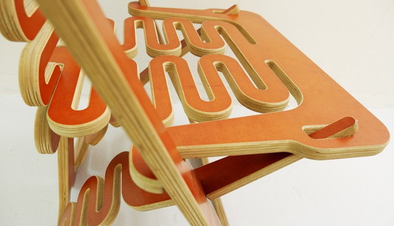 Image 1 of Prototyp des „Lumbarest“- oder „Puzzle“-Stuhls aus zugeschnittenem Sperrholz, von Gregg Fleishman
