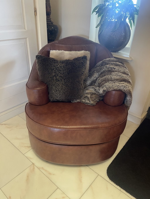 Leather Brown 1-Seater Sofa