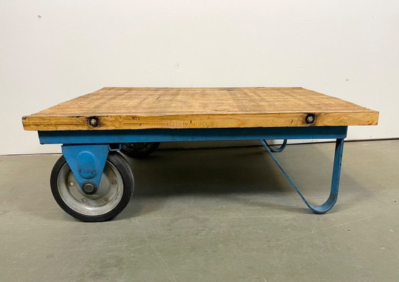 Image 1 of Blue Industrial Coffee Table Cart, 1960s