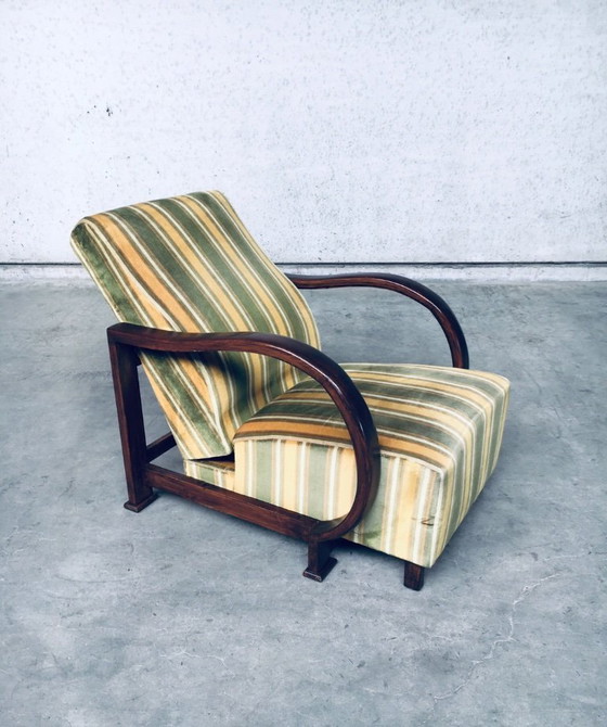 Image 1 of Art Deco Reclining Bentwood Armchair Lounge Chair Set 1930's