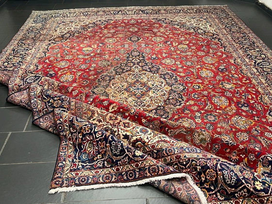 Image 1 of XXL Indo Keshan handgeknoopt oosters tapijt 450x312cm handgemaakt