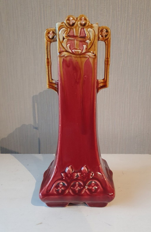 Art Nouveau Vaas – Franse Barbotine (ca. 1900) - Nr. 2167