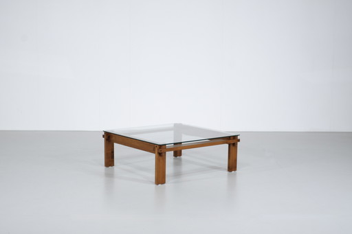 Table basse carrée en chêne, Italie - 1970