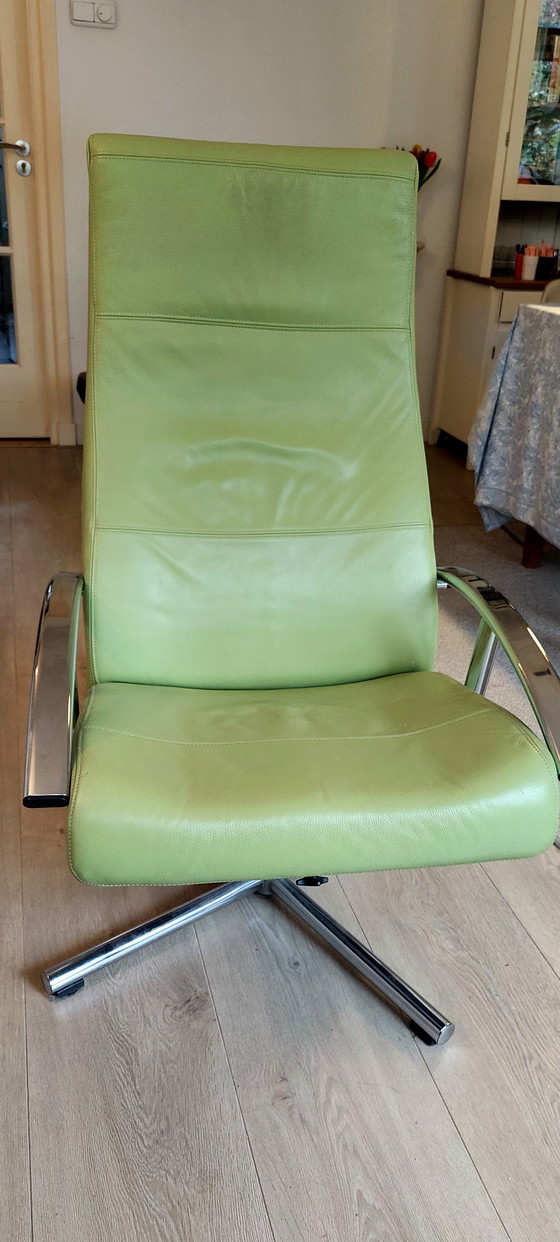 Image 1 of Moderne draaifauteuil leer chroom