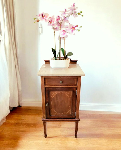 Table de chevet Art Déco 1920 - Table d'appoint avec écorce de marbre