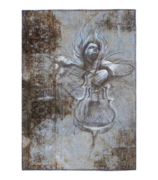 Tapis Oriental Noué à la Main Vintage Art Classique & Design en Relief 125 x 89 cm Couleur Marron, Gris