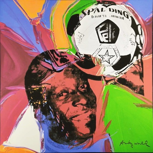 Grande litografia in edizione limitata "Pelè" di Andy Warhol, numerata a matita dal CMOA. 60 cm / 23,62 pollici