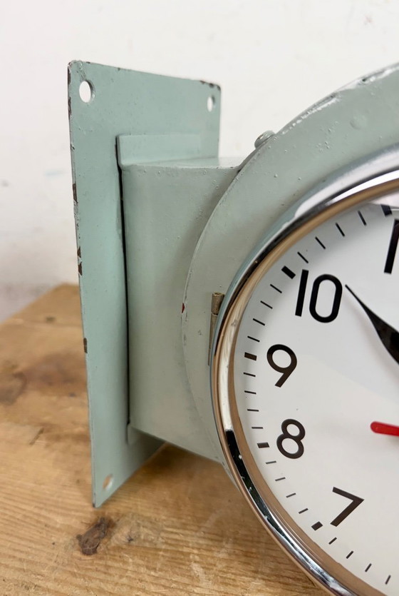 Image 1 of Vintage Green NHE Double-Sided Ship Wall Clock, 1980s