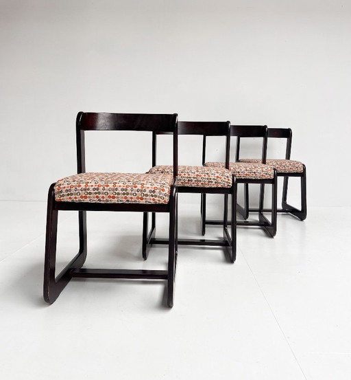 Set di 4 sedie Willy Rizzo rivestite, anni '60