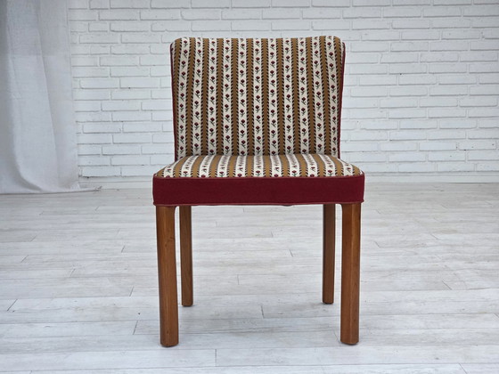 Image 1 of 1960s, set de 2 fauteuils danois, tissu traditionnel danois en laine tissée, pieds en bois de frêne.