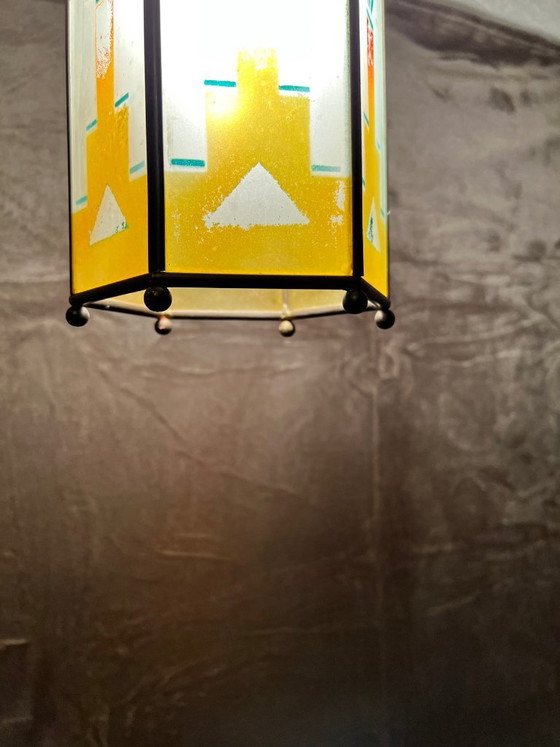 Lampada a sospensione anni '30 stile Amsterdamse School – Lampade a sospensione, Vetro, Metallo (photo 7 of 9)